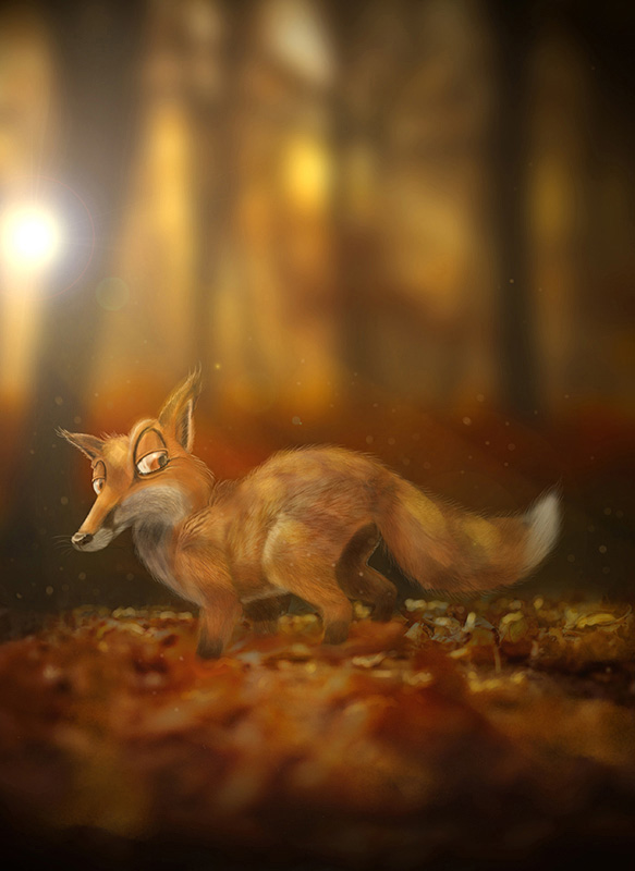 Joel Langlois - Illustrator - fox in the wood