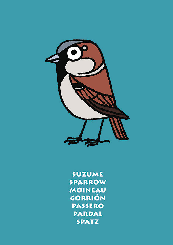 Joel Langlois - Illustrator - Garden Birds poster Sparrow